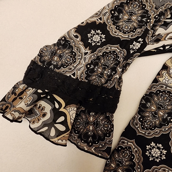 Paisly Button Down Semi Sheer Blouse - Picture 9 of 14